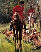 unknow artist Classical hunting fox, Equestrian and Beautiful Horses, 056. USA oil painting artist
